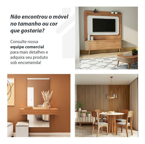 Mesa Redonda Dalla Costa Mdf 105cm + 4 Cadeiras Sala Jantar