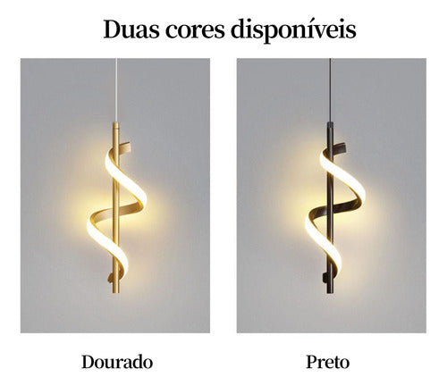 Pendente Led Espiral Moderno Minimalista Para Sala E Quarto