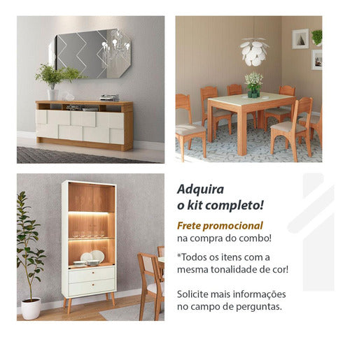 Mesa Redonda Dalla Costa Mdf 105cm + 4 Cadeiras Sala Jantar