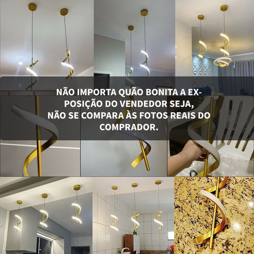 Pendente Led Espiral Moderno Minimalista Para Sala E Quarto