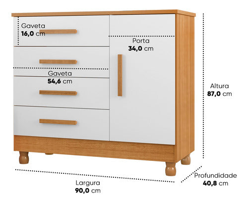 Comoda Trocador Bebe Colchão Impermeável Pé Regulador Altura