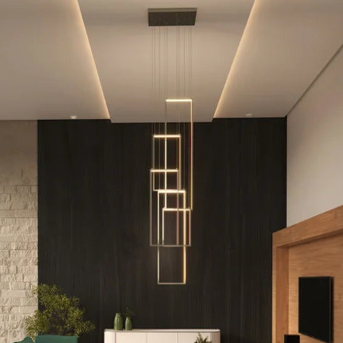 Pendente Luminária De Led Hera 5 Aros Em Alumínio