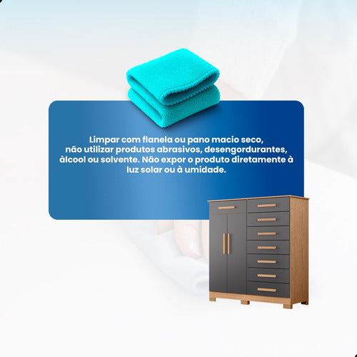 Cômoda Casal Quarto Multiuso Mdf Luxo 8 Gavetas Verona