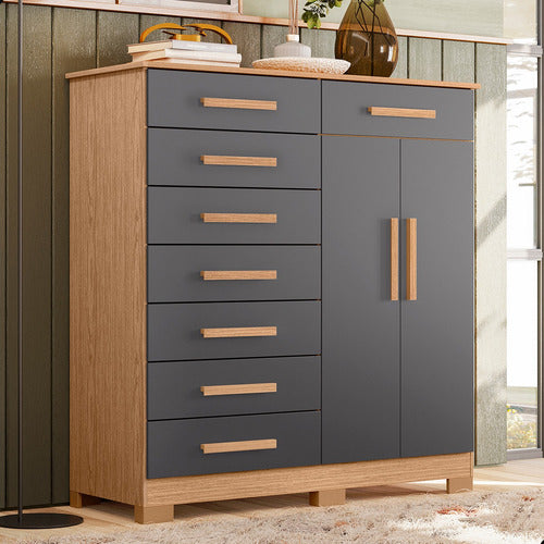 Cômoda Casal Quarto Multiuso Mdf Luxo 8 Gavetas Verona