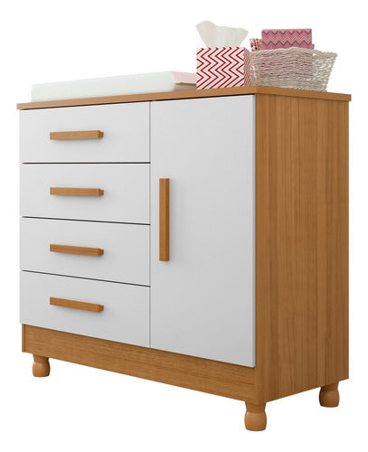 Comoda Trocador Bebe Colchão Impermeável Pé Regulador Altura