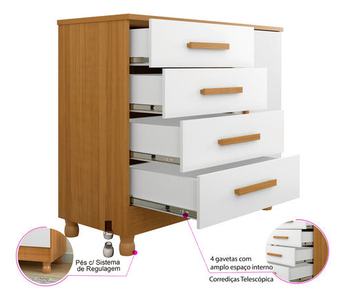 Comoda Trocador Bebe Colchão Impermeável Pé Regulador Altura